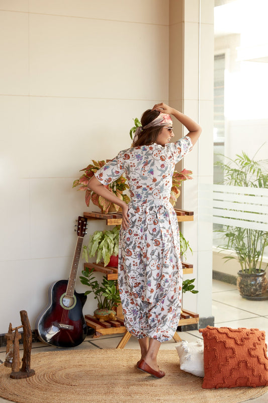 Cotton Floral Printed Collared Co-ord Set